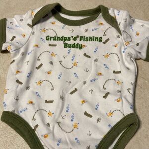 Grandpa fishing printed onesie